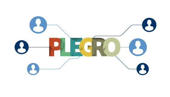 Zeigt das PLEGRO Logo mit Personen als Verlängerung.