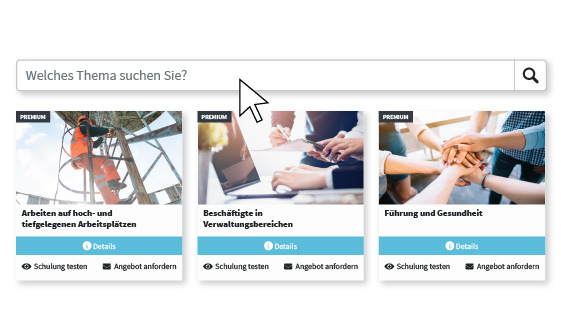 Zeigt die Schulungsshop Suche des Schulungssystems.