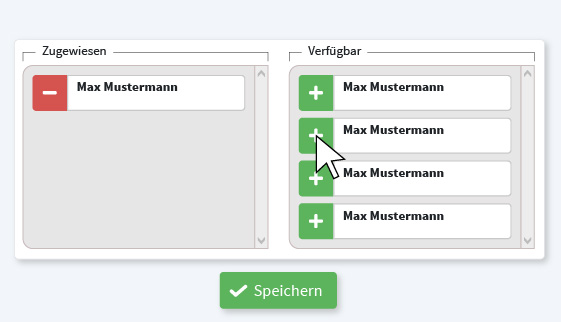 Zeigt die Zuordnung von Nutzern zu einer Schulung im Online-Schulungssystem.